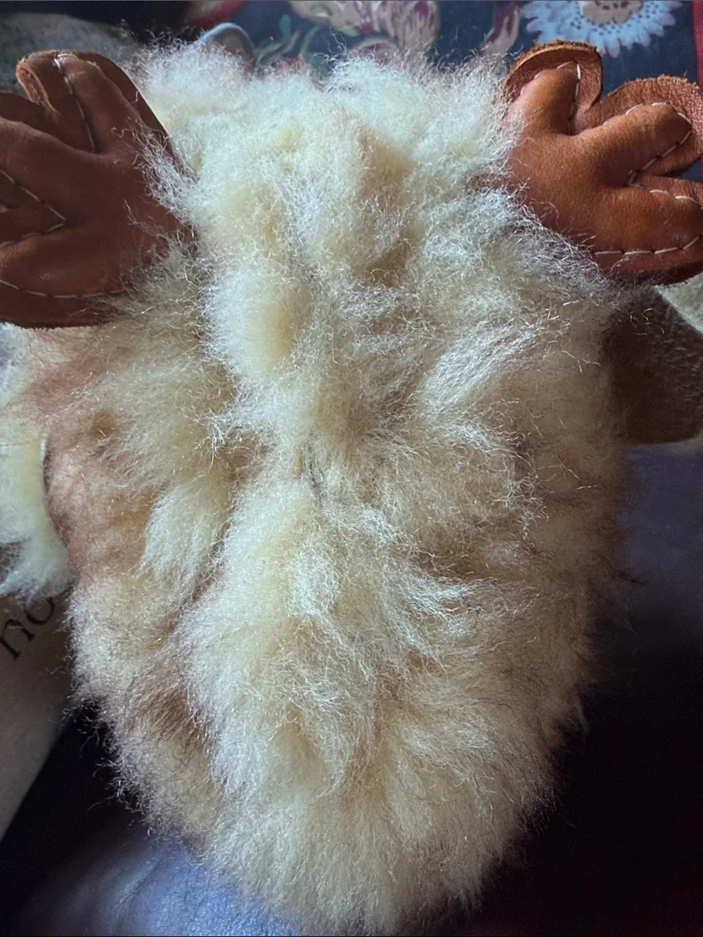 Vintage Handcrafted Furry Duckling Plushy Soft Sculpture - Leather Wings & Feet